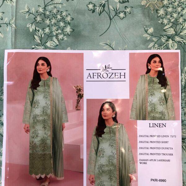 CRIMSON BAROQUE ZAINAB CHOTTANI AFROZEH DIGITAL PRINTED LINEN 3PC SUIT DESIGN NO 4