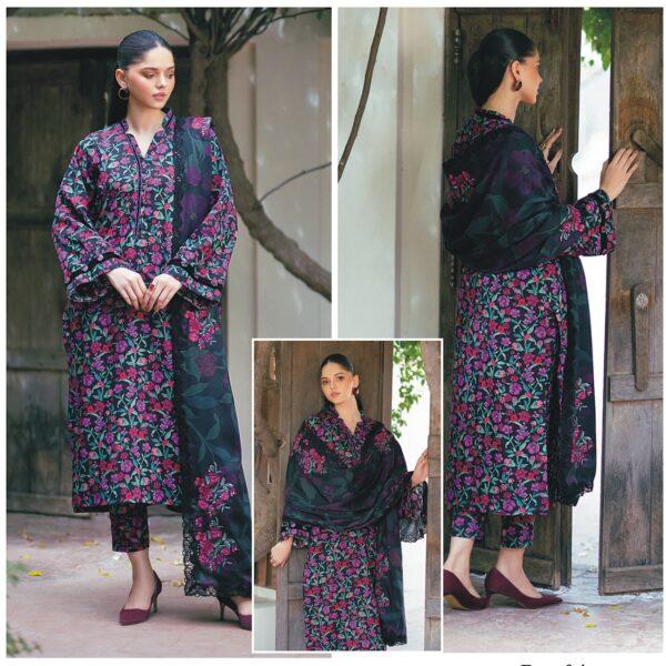 Vol-59 BAROQUE DIGITAL PRINTED KHADDAR 3PC SUIT KHADDAR FABRIC WOMEN COLLECTION DESIGN NO 4