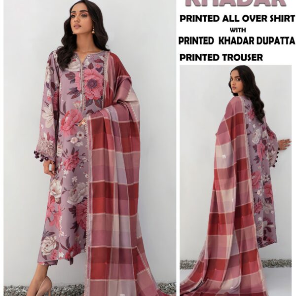 VOL 411 BAROQUE PRINTED KHADDAR 3 PIECE SUIT WOMEN COLLECTION DESIGN NO 4