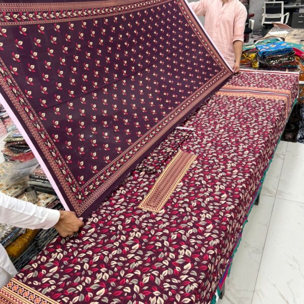 Dua Classic Karandi Winter Collection Printed Karandi Fabrics 3 Piece Suit Women Collection Design No 5