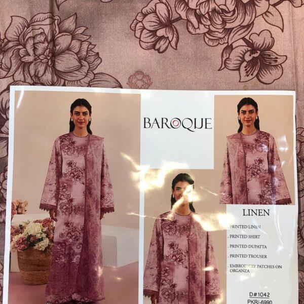 CRIMSON BAROQUE ZAINAB CHOTTANI AFROZEH DIGITAL PRINTED LINEN 3PC SUIT DESIGN NO 5