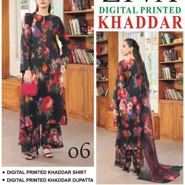 Vol-50 Ziva Khaddar Digital Printed 3 Piece Suit  Women Collection Design No 5