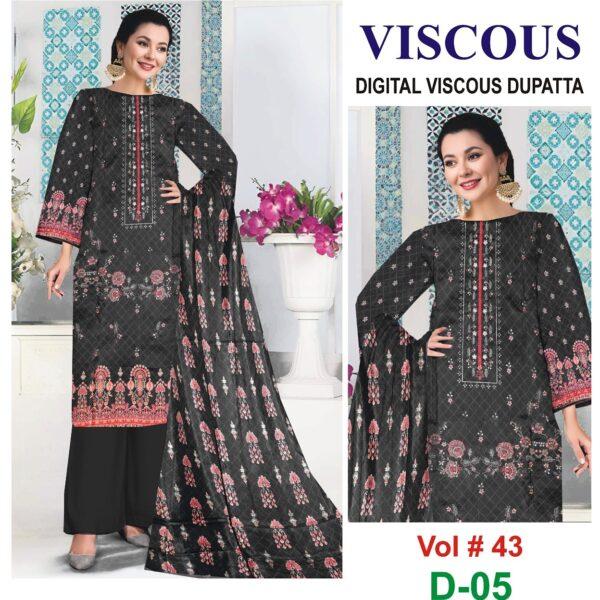 Vol # 43 SAFA MARWA VISCOUS EMBROIDERED 3 PIECE DRESSES WOMEN COLLECTION DESIGN NO 4