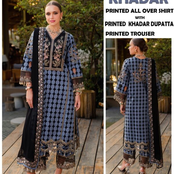 VOL 411 BAROQUE PRINTED KHADDAR 3 PIECE SUIT WOMEN COLLECTION DESIGN NO 5
