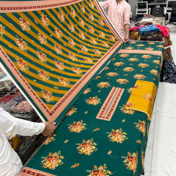 Dua Classic Karandi Winter Collection Printed Karandi Fabrics 3 Piece Suit Women Collection Design No 6