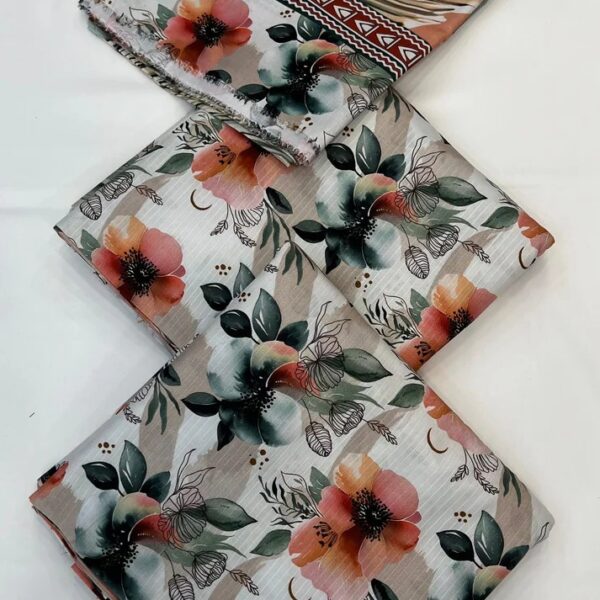 Supreme Winter Linen Digital Printed Bana Dora Linen 3PC Suit Women Collection Design No 6