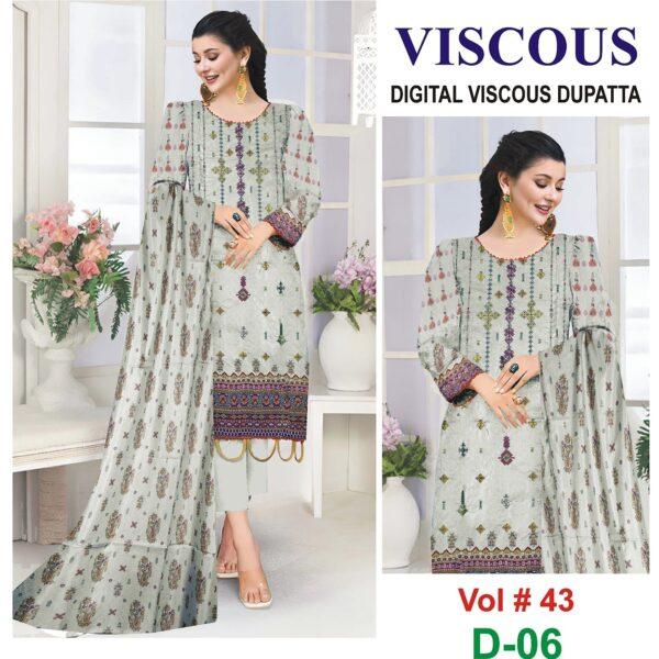 Vol # 43 SAFA MARWA VISCOUS EMBROIDERED 3 PIECE DRESSES WOMEN COLLECTION DESIGN NO 5