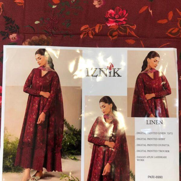 CRIMSON BAROQUE ZAINAB CHOTTANI AFROZEH DIGITAL PRINTED LINEN 3PC SUIT DESIGN NO 6