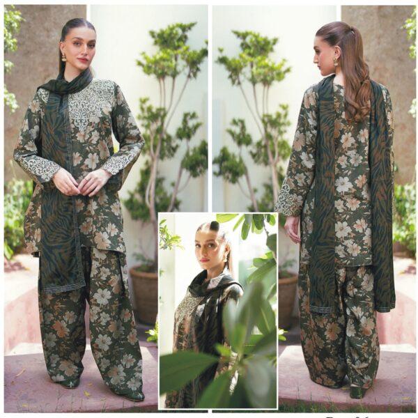 Vol-59 BAROQUE DIGITAL PRINTED KHADDAR 3PC SUIT KHADDAR FABRIC WOMEN COLLECTION DESIGN NO 6