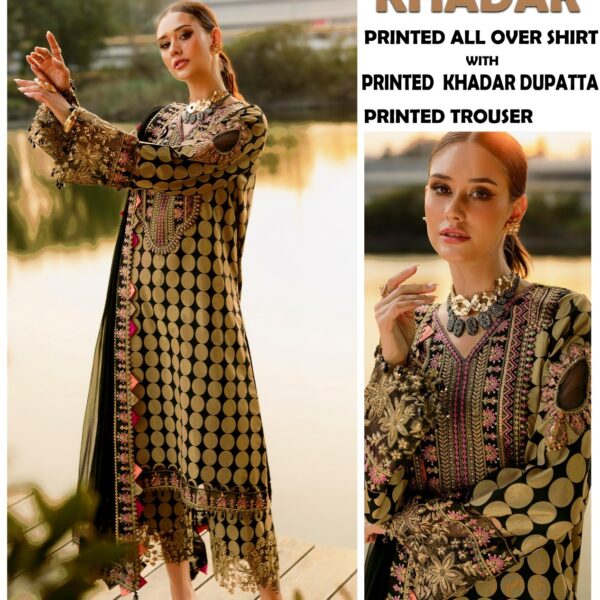 VOL 411 BAROQUE PRINTED KHADDAR 3 PIECE SUIT WOMEN COLLECTION DESIGN NO 6