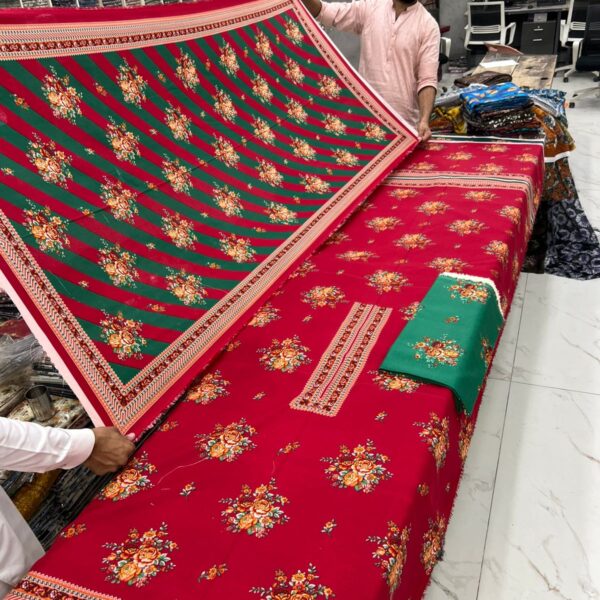 Dua Classic Karandi Winter Collection Printed Karandi Fabrics 3 Piece Suit Women Collection Design No 7