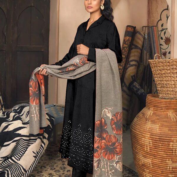 Bareeze Dhanak Wool Embroidered 3 Piece Suit Women Dresses Design No 7