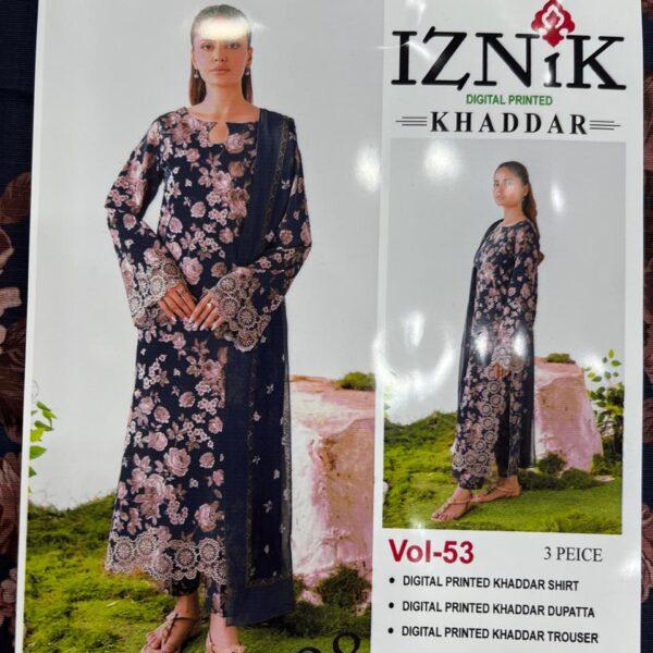 IZNIK BRAND DIGITAL PRINTED KHADDAR 3 PIECE DRESSES WOMEN COLLECTION DESIGN NO 8