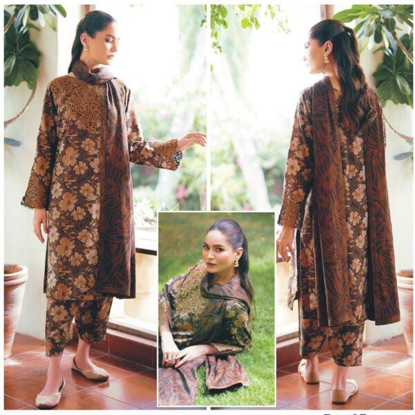 Vol-59 BAROQUE DIGITAL PRINTED KHADDAR 3PC SUIT KHADDAR FABRIC WOMEN COLLECTION DESIGN NO 7