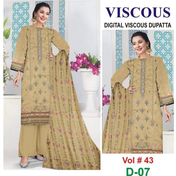 Vol # 43 SAFA MARWA VISCOUS EMBROIDERED 3 PIECE DRESSES WOMEN COLLECTION DESIGN NO 6