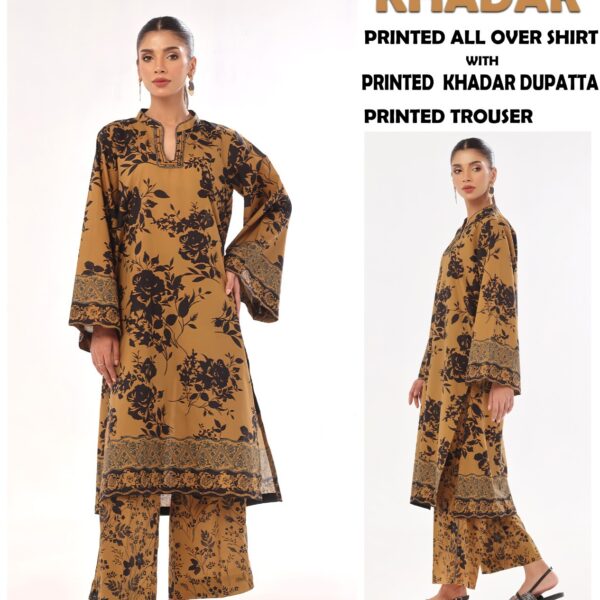 VOL 411 BAROQUE PRINTED KHADDAR 3 PIECE SUIT WOMEN COLLECTION DESIGN NO 8
