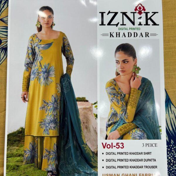 IZNIK BRAND DIGITAL PRINTED KHADDAR 3 PIECE DRESSES WOMEN COLLECTION DESIGN NO 10