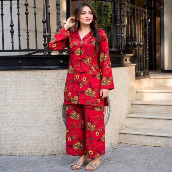 Safa Marwa Brand Tarkashi Linen 2PC - Winter Collection Design No. 28