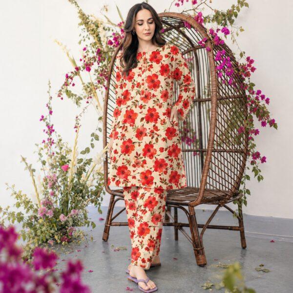 Safa Marwa Brand Tarkashi Linen 2PC - Winter Collection Design No. 14