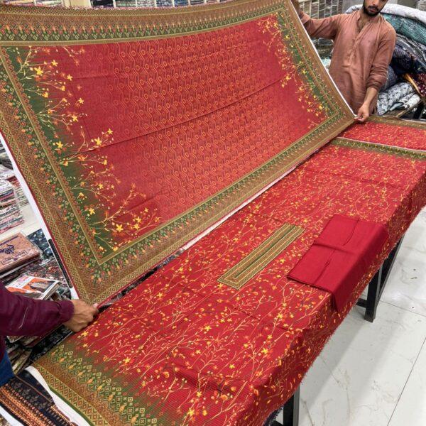 Safa Marwa Winter Original Karandi  Collection Unstitched 3 Piece Suit Women Collection Design No 1