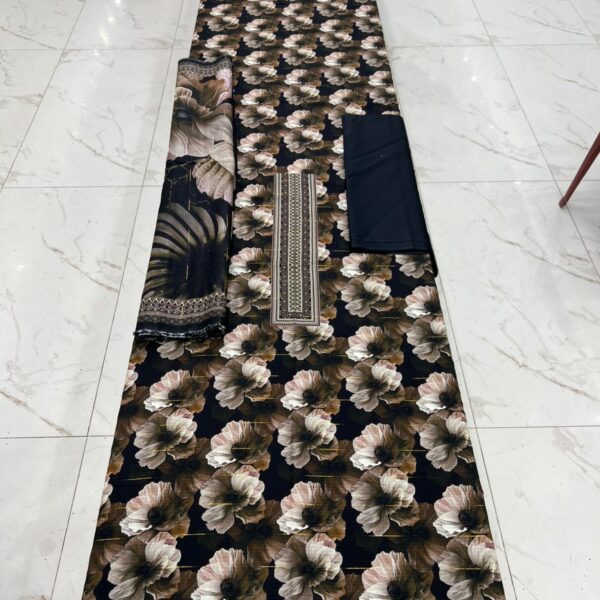 Safa Marwa Original Brand Winter Collection Bana Dora Tarkashi Linen 3 Piece Suit Women Dresses Design No 1