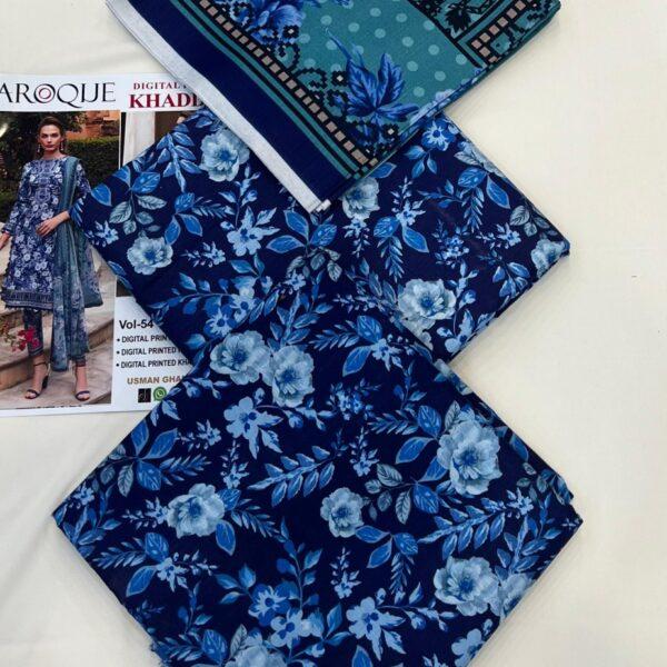 Baroque Original Printed Khaddar Brand Winter Collection 3 Piece Suit Women Collection Design No 1