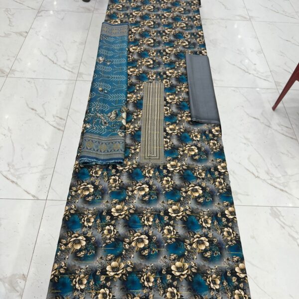 Safa Marwa Original Brand Winter Collection Bana Dora Tarkashi Linen 3 Piece Suit Women Dresses Design No 12