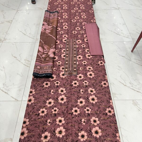 Safa Marwa Original Brand Winter Collection Bana Dora Tarkashi Linen 3 Piece Suit Women Dresses Design No 14