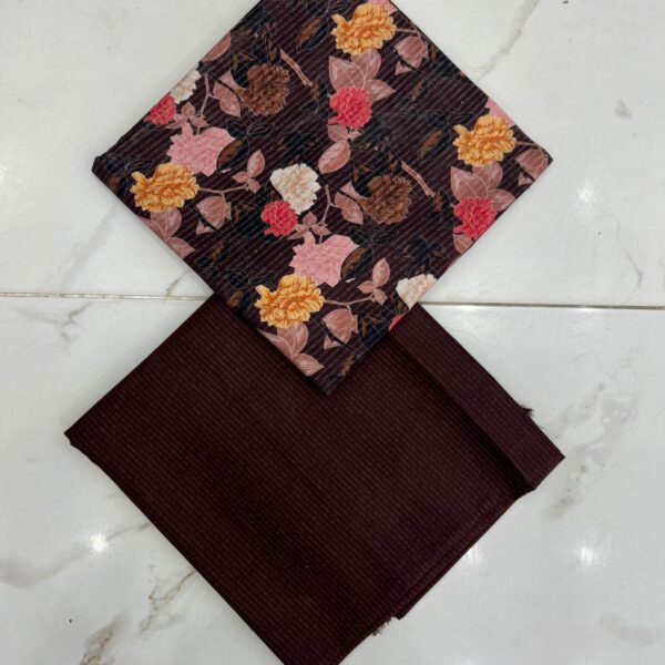 Safa Marwa Original Brand Printed Slub Karandi – Winter Collection 2 Piece Suit Women Dresses Design No 15