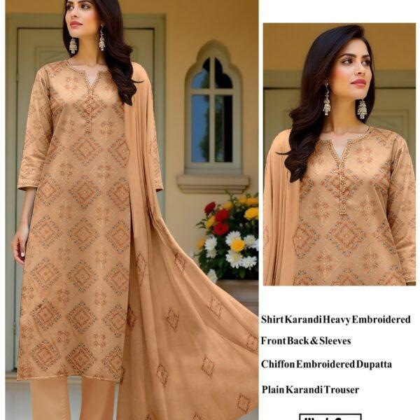 Bareeze Original Brand Karandi Winter Collection 3 Piece Suit Women Dresses Design No 1