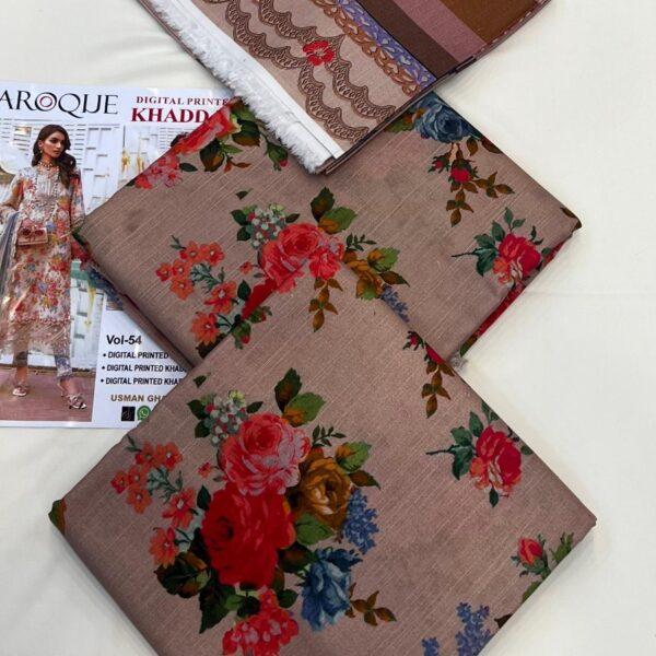 Baroque Original Printed Khaddar Brand Winter Collection 3 Piece Suit Women Collection Design No 2