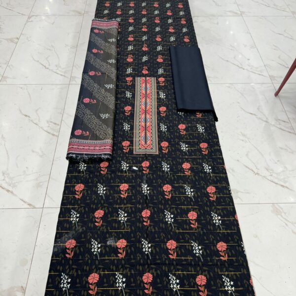 Safa Marwa Original Brand Winter Collection Bana Dora Tarkashi Linen 3 Piece Suit Women Dresses Design No 3