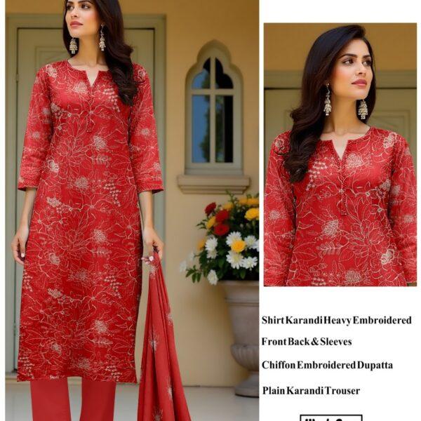 Bareeze Original Brand Karandi Winter Collection 3 Piece Suit Women Dresses Design No 3