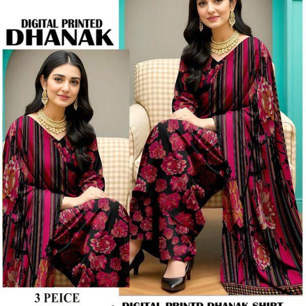 418- Volume Baroque Digital Printed Dhanak 3pc Dresses Women Collection Design No 4