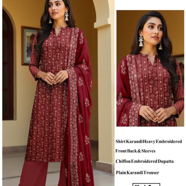 Bareeze Original Brand Karandi Winter Collection 3 Piece Suit Women Dresses Design No 9