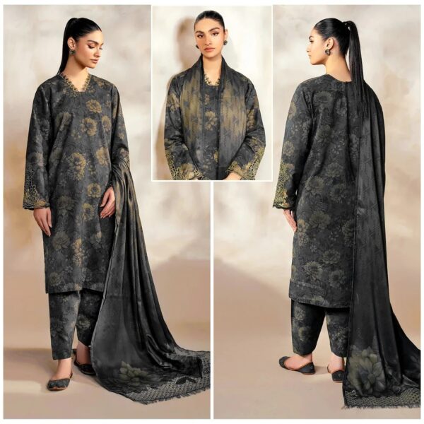 Vol-422 Baroque Digital Printed Dhanak 3pc Dresses - Women Wear Design No 2