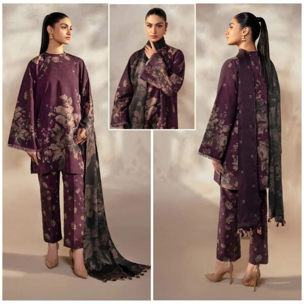 Vol-422 Baroque Digital Printed Dhanak 3pc Dresses - Women Wear Design No 4