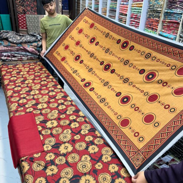 Baroque Digital Print Dhanak 3 Piece Suit - Women Collection Design No. 4