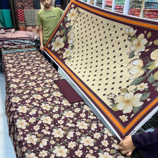 Baroque Digital Print Dhanak 3 Piece Suit - Women Collection Design No. 12