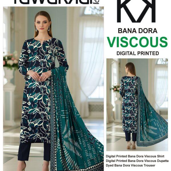 Vol- 423 Tawakkal Printed Bana Dora Viscose 3pc Dresses - Women Wear Design No. 1