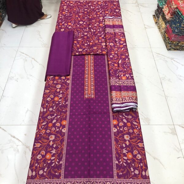 Safa Marwa Dhanak Jacquard Printed 3pc Dresses - Women Wear Design No. 3