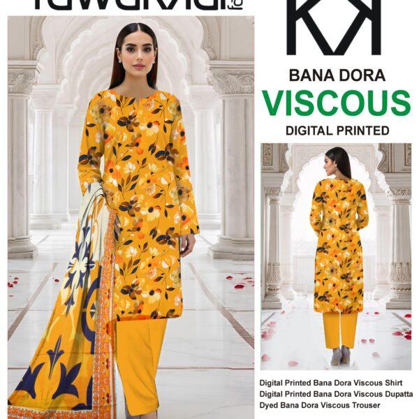 Vol- 423 Tawakkal Printed Bana Dora Viscose 3pc Dresses - Women Wear Design No. 3