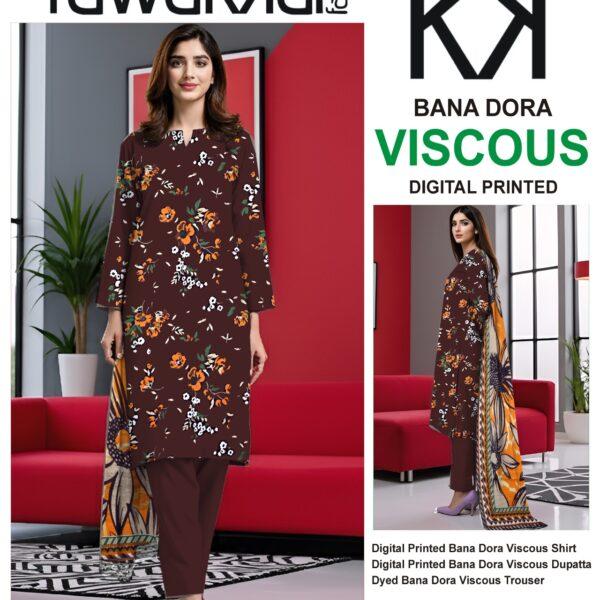 Vol- 423 Tawakkal Printed Bana Dora Viscose 3pc Dresses - Women Wear Design No. 4