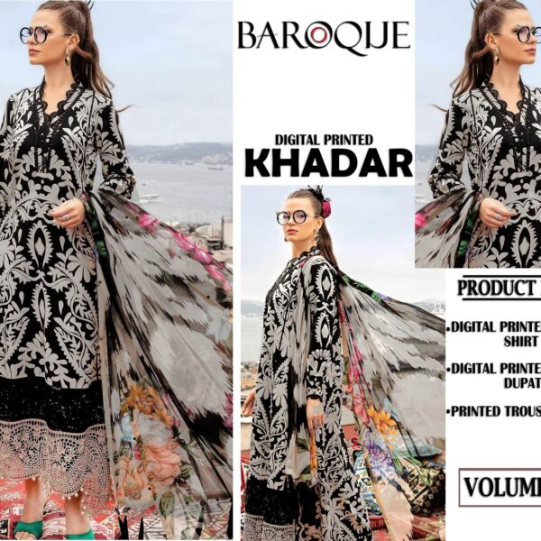 Vol-421 Baroque Khaddar Digital Printed 3PC Dresses - Women Wear Design No. 4