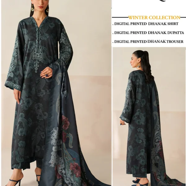 Vol-419 Baroque Dhanak Digital Printed 3PC Dresses -Women Wear Design No. 4