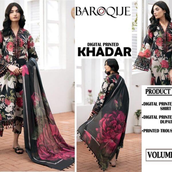 Vol-421 Baroque Khaddar Digital Printed 3PC Dresses - Women Wear Design No. 5