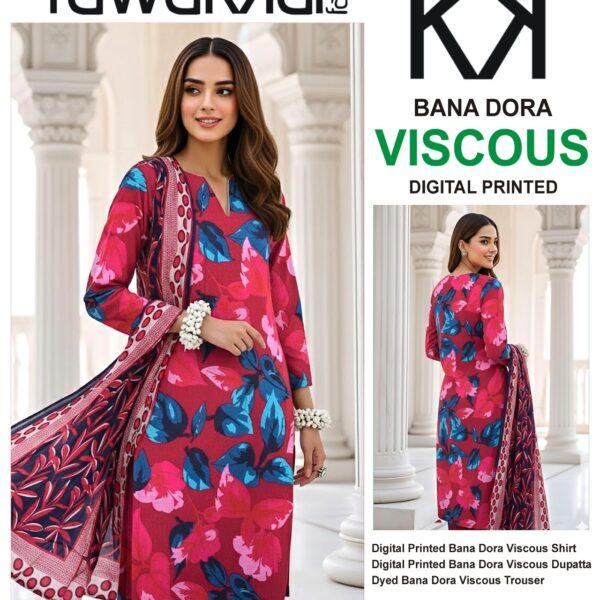 Vol- 423 Tawakkal Printed Bana Dora Viscose 3pc Dresses - Women Wear Design No. 6
