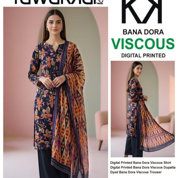 Vol- 423 Tawakkal Printed Bana Dora Viscose 3pc Dresses - Women Wear Design No. 8