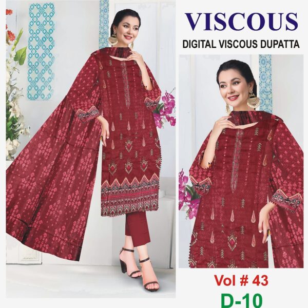 Vol # 43 SAFA MARWA VISCOUS EMBROIDERED 3 PIECE DRESSES WOMEN COLLECTION DESIGN NO 10