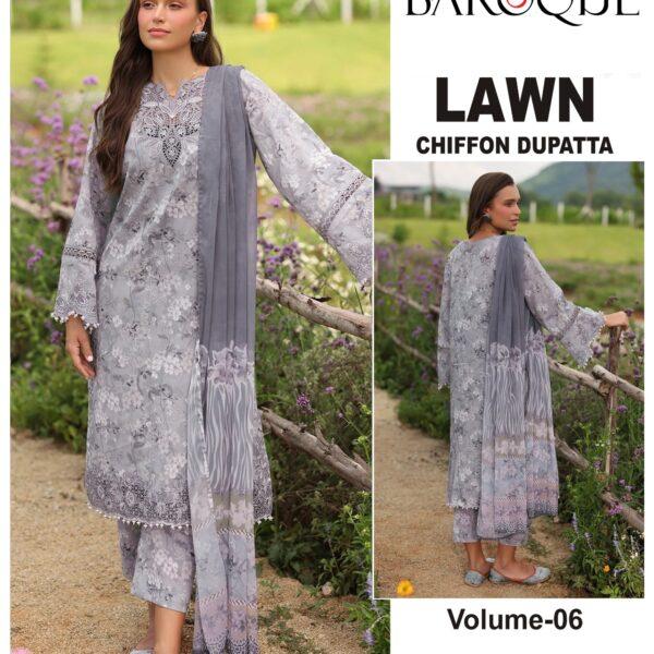 Vol-06 Elaf Premium Printed Lawn 3 Piece Dresses - Women Wear Design No. 14